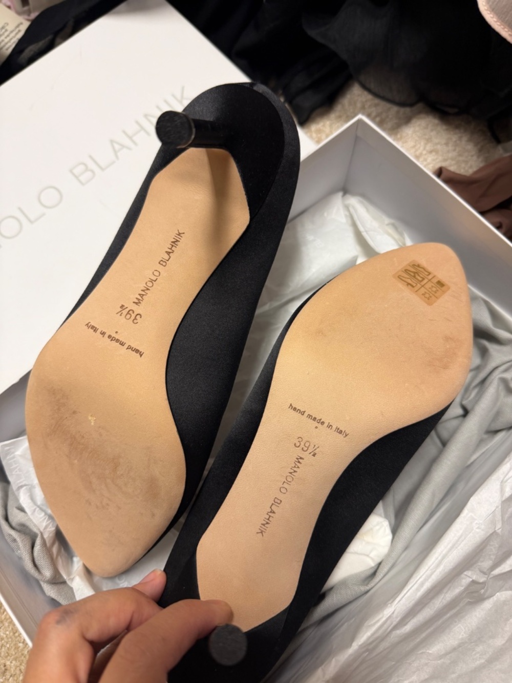 BRAND NEW Manolo Blahnik Hangisi BLACK 70mm 39.5 - Picture 2 of 4